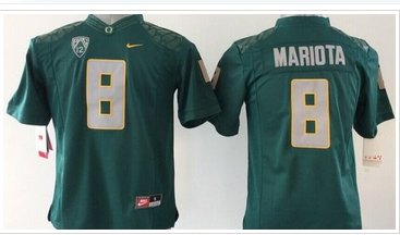 Youth NCAA Ducks #8 Marcus Mariota Dark Green Stitched Jersey