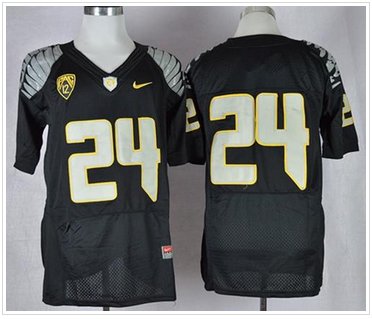 Oregon Ducks #24 Thomas Tyner Black Elite PAC-12 Patch Stitched NCAA Jersey