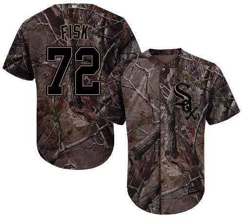 White Sox #72 Carlton Fisk Camo Realtree Collection Cool Base Stitched Baseball Jersey