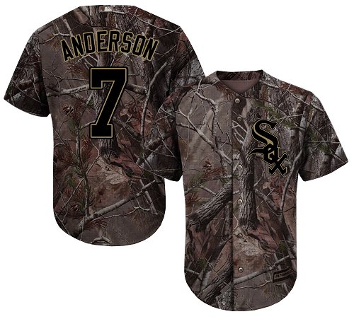 White Sox #7 Tim Anderson Camo Realtree Collection Cool Base Stitched Baseball Jersey