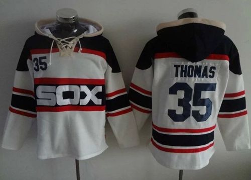 White Sox #35 Frank Thomas White Sawyer Hooded Sweatshirt