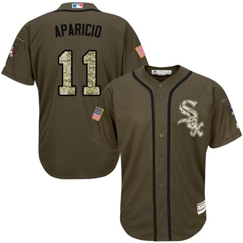 White Sox #11 Luis Aparicio Green Salute to Service Stitched MLB