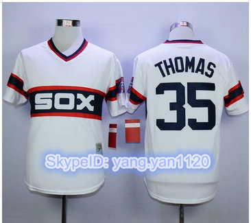 Mitchell And Ness 1983 Chicago White Sox #35 Frank Thomas White Throwback Stitched MLB Jersey