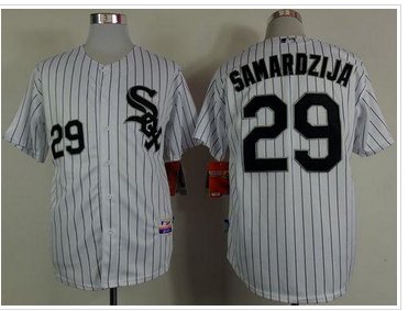 Chicago White Sox #29 Jeff Samardzija White Black Strip Stitched Baseball Jersey