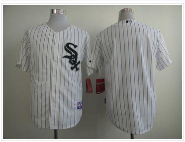 Chicago White Sox Blank White Black Strip Stitched Jersey