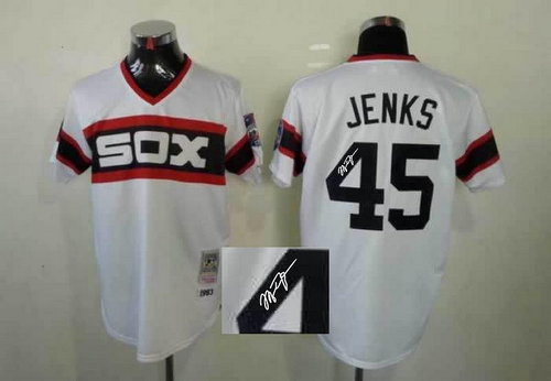 Chicago White Sox 45 Michael Jordan White Throwback M&N MLB Jerseys(Signed)