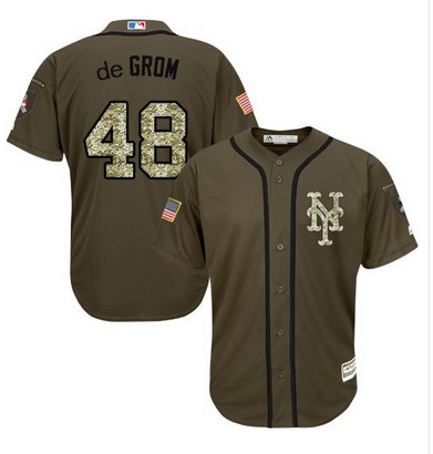Mets #48 Jacob DeGrom Green Salute to Service Stitched MLB Jersey
