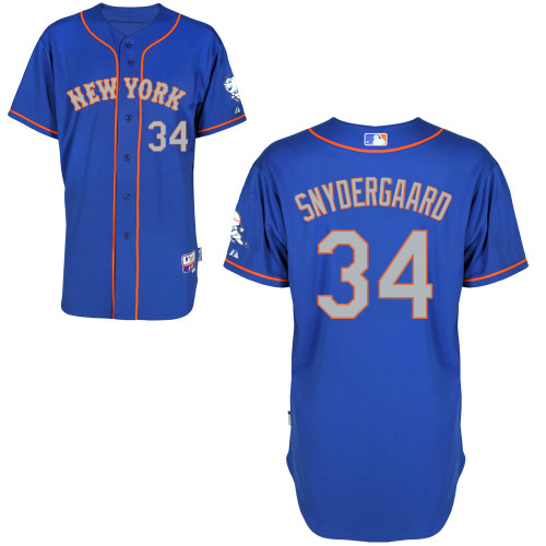 New York Mets #34 Snydergaaro Blue Authentic Personalized Alternate Road Jersey