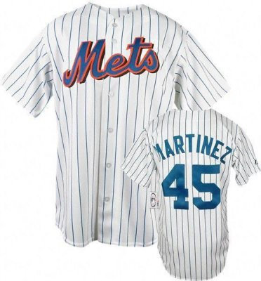 New York Mets 45 Pedro Martinez White(Blue Strip)MLB Jersey