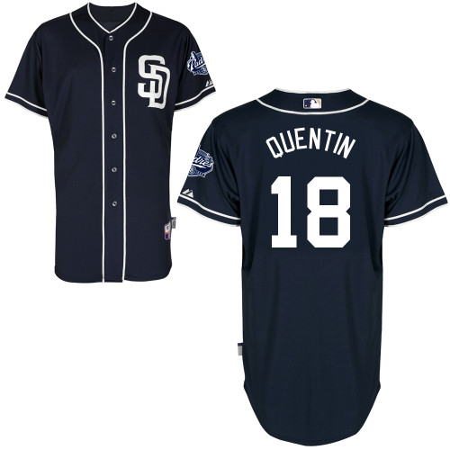 San Diego Padres #18Carlos Quentin Authentic Personalized Alternate Blue Jersey