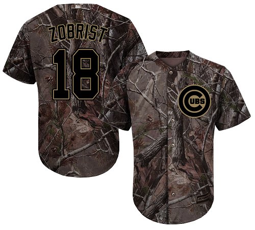 Cubs #18 Ben Zobrist Camo Realtree Collection Cool Base Stitched Youth Baseball Jersey