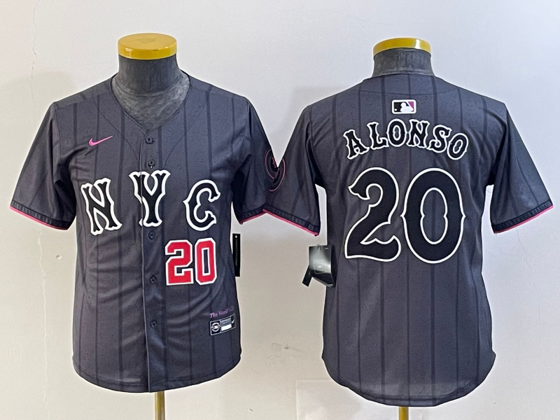Youth New York Mets #20 Pete Alonso Graphite 2024 City Connect Limited Stitched Baseball Jersey 5