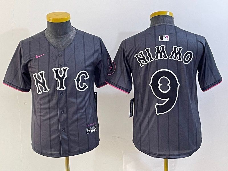 Youth New York Mets #9 Brandon Nimmo Graphite 2024 City Connect Limited Stitched Baseball Jersey