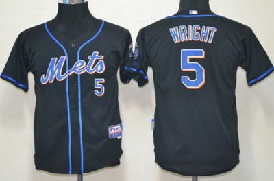 Kids New York Mets 5 David Wright Black MLB Jerseys