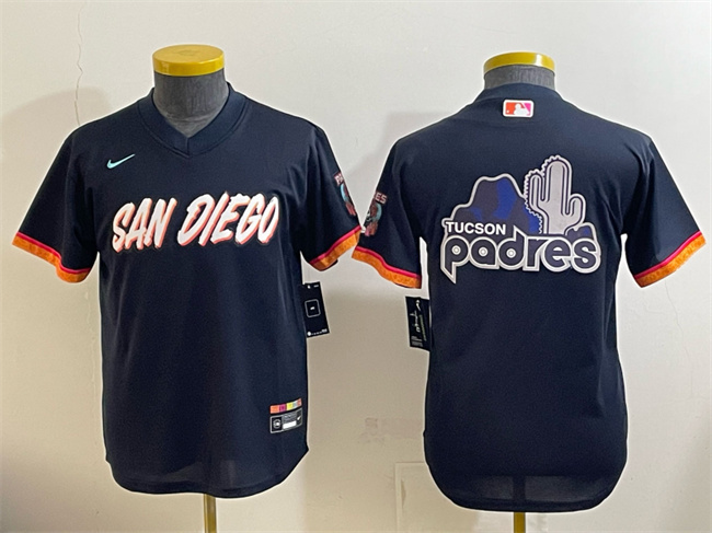 Youth San Diego Padres Team Big Logo Obsidian 2026 City Connect Stadium Stitched Baseball Jersey
