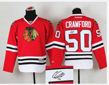 Chicago Blackhawks #50 Corey Crawford Red Autographed Stitched NHL Jersey