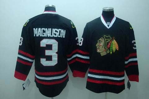 nhl chicago blackhawks #3 magnuson black(3rd)