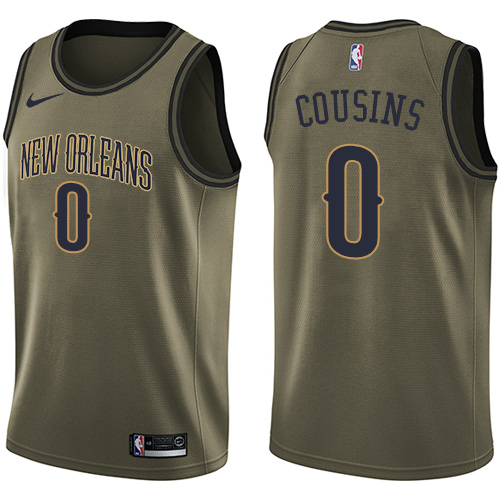 Nike Pelicans #0 DeMarcus Cousins Green Salute to Service NBA Swingman Jersey