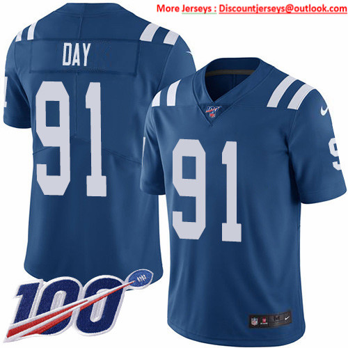 Nike Colts #91 Sheldon Day Royal Blue Team Color Men's Stitched NFL 100th Season Vapor Untouchable Limited Jersey