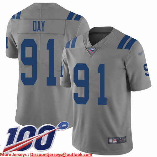 Nike Colts #91 Sheldon Day Gray Men's Stitched NFL Limited Inverted Legend 100th Season Jersey