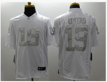New Indianapolis Colts #19 Johnny Unitas White Men's Stitched NFL Limited Platinum Jersey