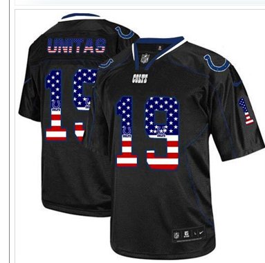 NEW Indianapolis Colts #19 Johnny Unitas Black NFL Elite USA Flag Fashion Jersey