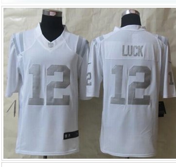 NEW Indianapolis Colts #12 Andrew Luck White NFL Limited Platinum Jersey