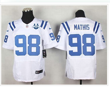 NEW Colts #98 Robert Mathis White With 30TH Seasons Patch Men's Stitched NFL Elite Jersey