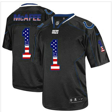 New Indianapolis Colts #1 Pat Mcafee USA Flag Fashion Black Elite Jerseys