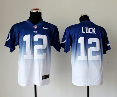 NEW Indianapolis Colts 12 Andrew Luck Blue White Drift Fashion II Elite NFL Jerseys