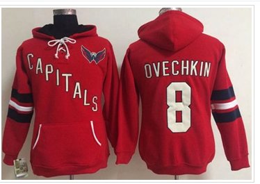 Women's Washington Capitals #8 Alex Ovechkin Red Old Time Heidi NHL Hoodie