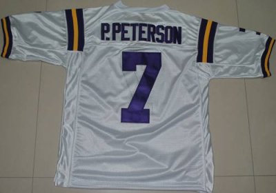 LSU Tigers #7 Patrick Peterson White Embroidered NCAA Jersey