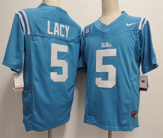 Men's Ole Miss Rebels #5 Kewan Lacy Blue 2026 F.U.S.E. Stitched jersey