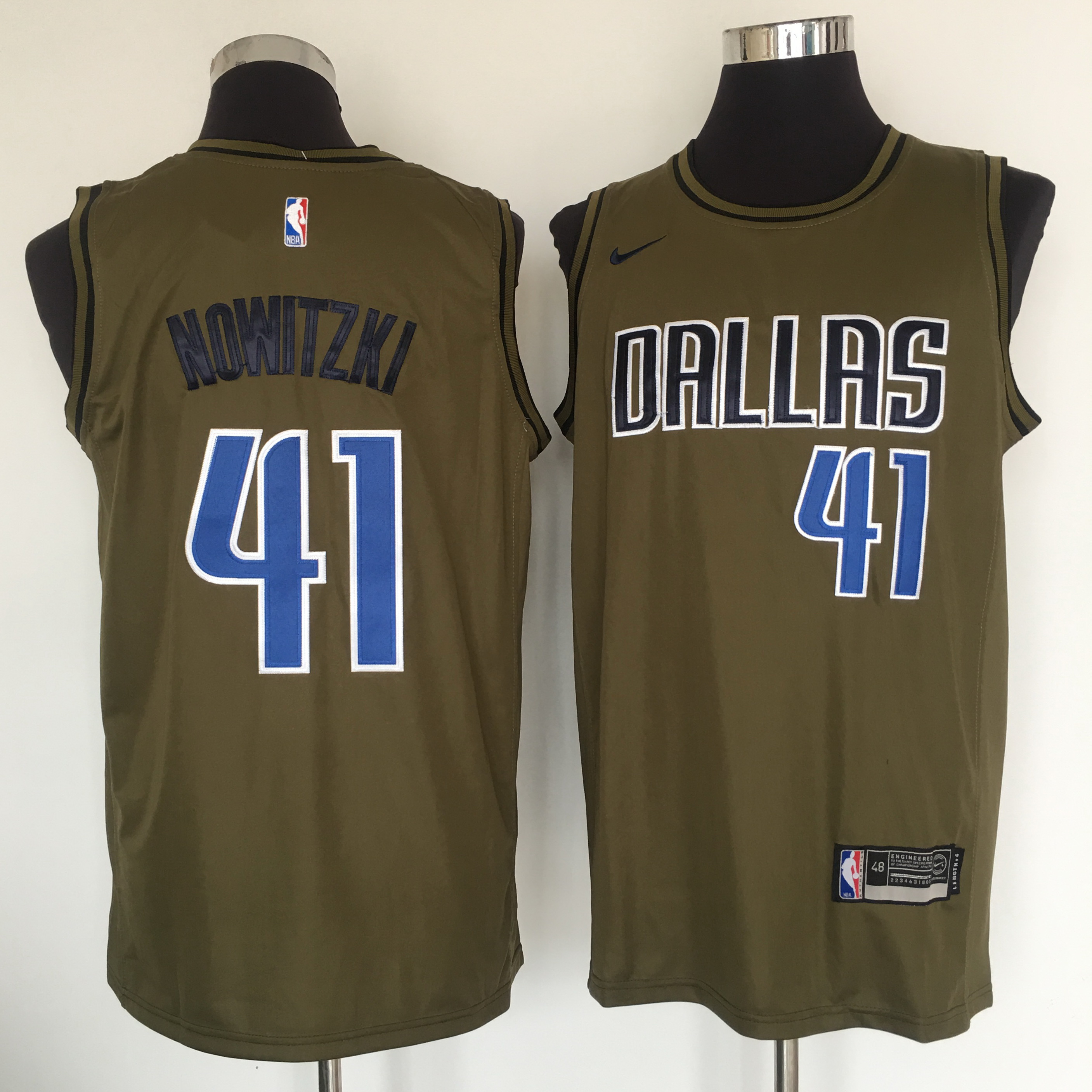Mavericks #41 Dirk Nowitzki Olive Nike Swingman Jersey