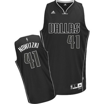 Dallas Mavericks Black & White #41 Dirk Nowitzki Black Swingman adidas Jerseys