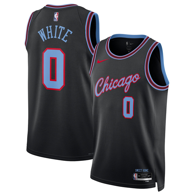 Men's Chicago Bulls #0 Coby White Black 2025 26 City Edition Stitched Basketball Jersey
