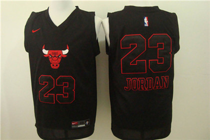 Chicago Bulls #23 Michael Jordan Black Men's Stitched NBA Jersey -4
