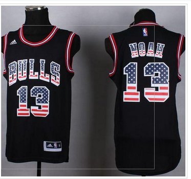 Chicago Bulls #13 Joakim Noah Black USA Flag Fashion Stitched NBA Jersey
