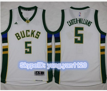 Milwaukee Bucks #5 Michael Carter-Williams White Stitched NBA Jersey