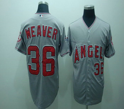 Los Angeles Angels 36 Jered Weaver Grey Jerseys Cool base Stitched MLB Jersey