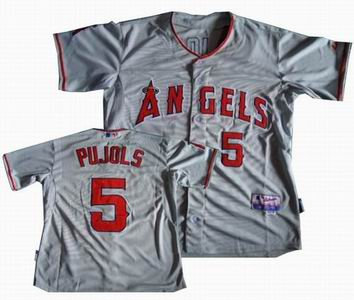 Los Angeles Angels 5 Albert Pujols grey Cool Base Jersey