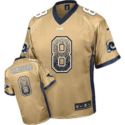 NEW Los Angeles Rams #8 Sam Bradford Gold Stitched NFL Elite Drift Fashion Jersey