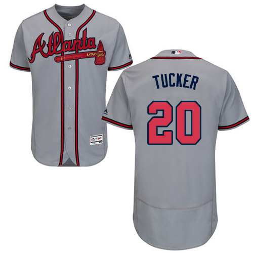 Braves #20 Preston Tucker Grey Flexbase Authentic Collection Stitched Baseball Jersey