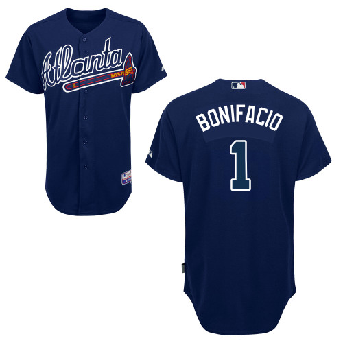 Atlanta Braves #1 Bonifacio Blue Authentic Personalized Alternate Road Jersey