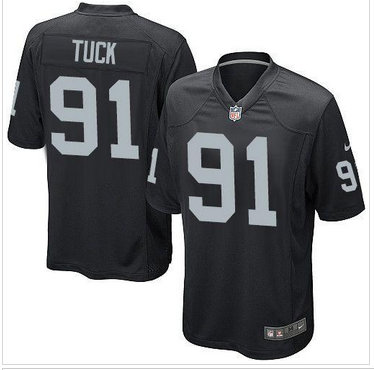 NEW Oakland Raiders #91 Justin Tuck Black NFL Game Jersey