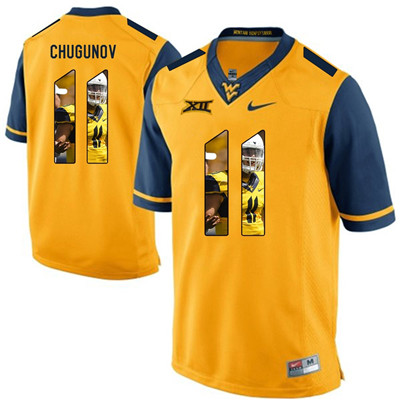 West Virginia Mountaineers Gold Chris Chugunov College Football Portrait Jersey