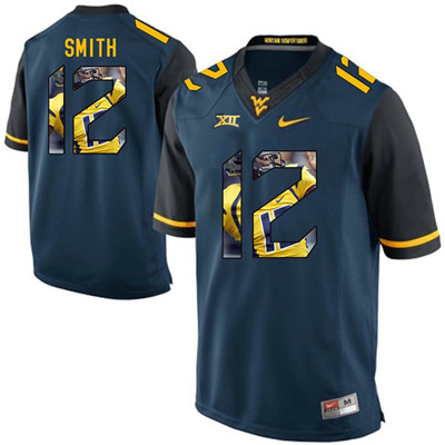 West Virginia Mountaineers Blue Geno Smith College Football Portrait Jersey