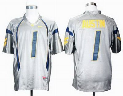 NCAA West Virginia Mountaineers Tavon Austin 1 Grey College Football Jersey