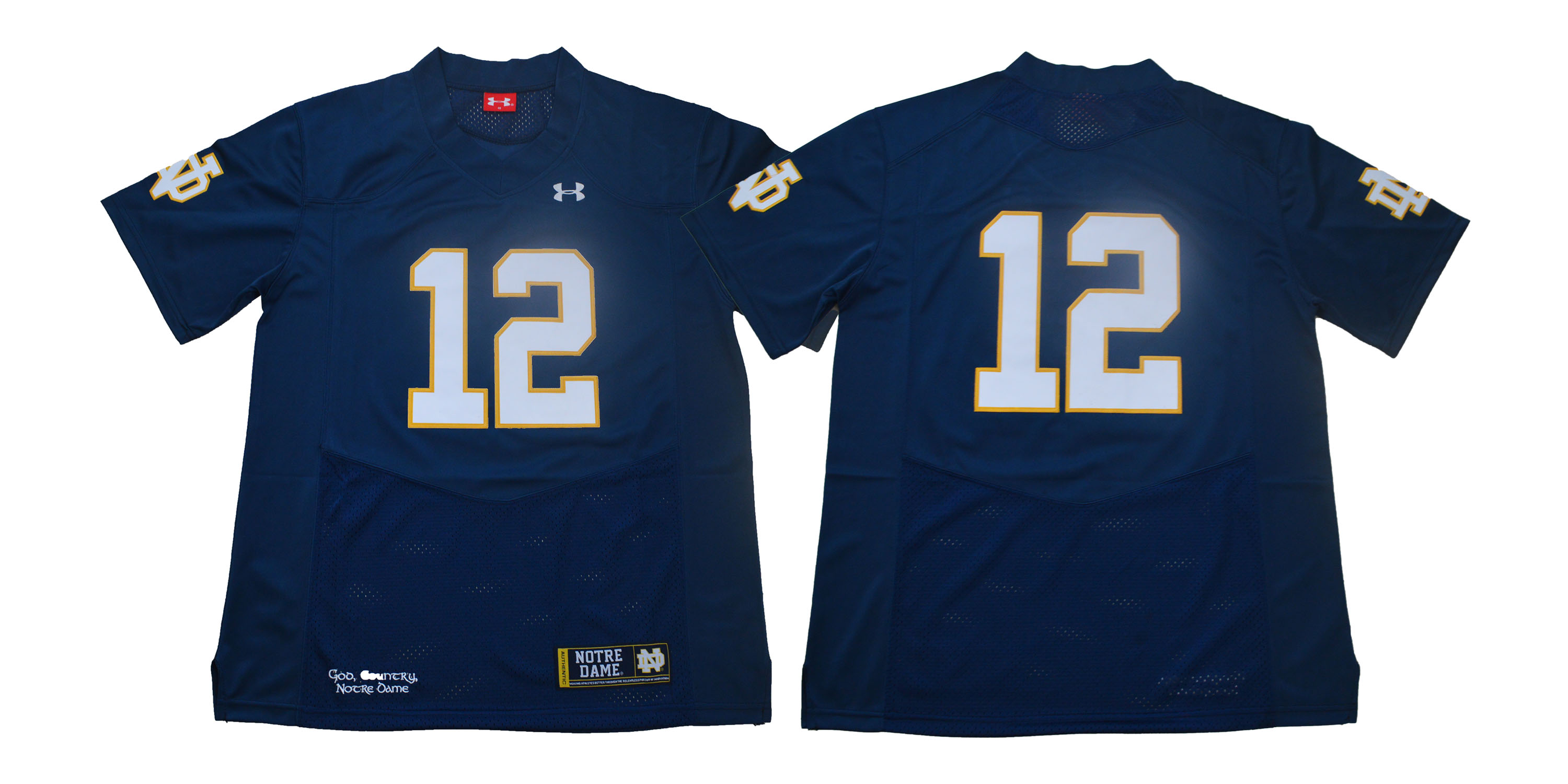 Notre Dame Fighting Irish #12 Blue Under Armour College Football Jersey