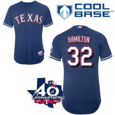 Texas Rangers #32 Josh Hamilton Blue w 40th Anniversary Patch